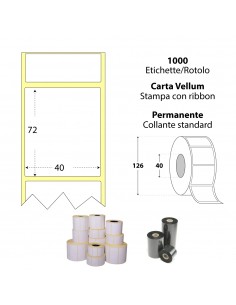 Rotolo da 1000 etichette adesive - 40x72 mm - Carta Vellum - Anima 40 - My Label