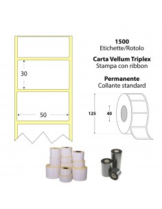 Rotolo da 1500 etichette adesive - 50x30 mm - Vellum Triplex - Anima 40 - My Label