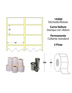 Rotolo da 14500 etichette adesive - 40x20 mm - Carta Vellum - Anima 40 a 2 Piste - My Label