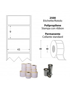 Rotolo da 2500 etichette adesive - 43x9 mm - Polipropilene Opaco - Anima 40 - My Label