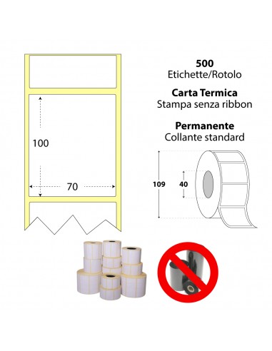 Rotolo da 500 etichette adesive - 70x100 mm - Termica Eco - Anima 40 - My Label