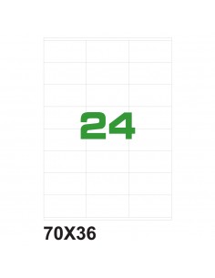 Etichette adesiva bianca 70x36 mm - 24 etichette per foglio A4 - A47036-100 (conf.100 fogli) My Label - 1 2