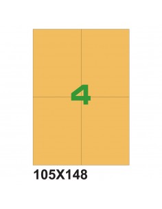 Etichette adesiva Arancio Fluorescente 105x148,5 mm - 4 etichette per foglio A4 - A4105148AF (conf.da 100 fogli) 2