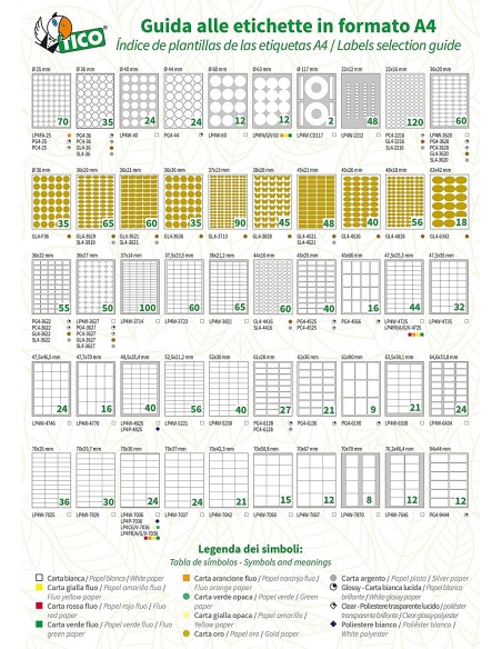 Etichette Copy Laser Prem.Tico indirizzi A4 Las/Ink/Fot S/margini 210x297 mm - LP4W-210297 (conf.100)