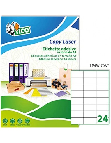 Etichette Copy Laser Prem.Tico indirizzi A4 Las/Ink/Fot S/margini 70x37 mm - LP4W-7037 (conf.100)