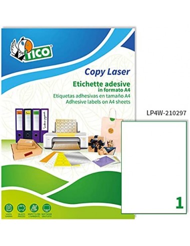 Etichette Copy Laser Prem.Tico indirizzi A4 Las/Ink/Fot S/margini 210x297 mm - LP4W-210297 (conf.100)