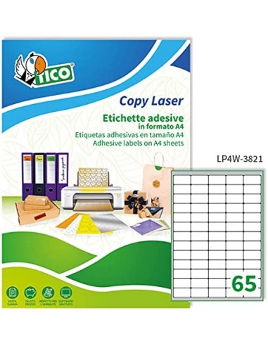 Etichette Copy Laser Prem.Tico indirizzi A4 Las/Ink/Fot C/margini 38x21,2 mm - LP4W-3821 (conf.100)