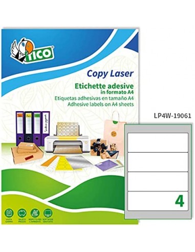 Etichette Copy Laser Prem.Tico indirizzi A4 Las/Ink/Fot ang.arrot. 190x61 mm - LP4W-19061 (conf.100)
