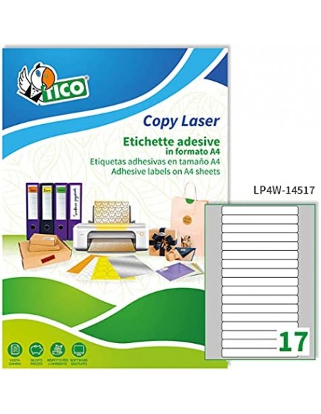 Etichette Copy Laser Prem.Tico indirizzi A4 Las/Ink/Fot ang.arrot. 145x17 mm LP4W14517 (conf.100) LP4W-14517 (conf.100)