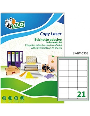 Etichette Copy Laser Prem.Tico indirizzi A4 Las/Ink/Fot ang.arrot. 63,5x38,1 mm - LP4W-6338 (conf.100)