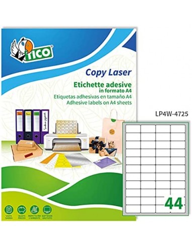 Etichette Copy Laser Prem.Tico indirizzi A4 Las/Ink/Fot ang.arrot. 47,5x25,5 mm - LP4W-4725 (conf.100) Tico - 1