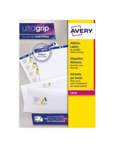 Etichette bianche per buste Ultragrip™ Avery - laser - 63,5x33,9 mm - et/ff 24 - L7159-15 (conf.15)