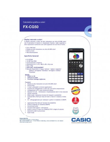 Calcolatrice grafica CASIO FX-CG50 senza CAS con oltre 65.000 colori. Ammessa alla Maturità. Nera - FX-CG50 Casio - 4