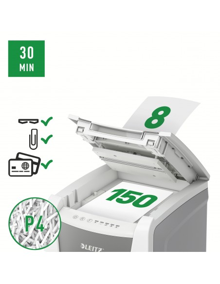 Leitz Distruggidocumenti IQ AutoFeed 150 P4 Office - Taglio Frammenti - Livello Sicurezza P4 - 44L - 80130000 Leitz - 10