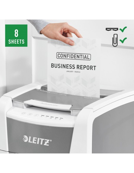 Leitz Distruggidocumenti IQ AutoFeed 150 P4 Office - Taglio Frammenti - Livello Sicurezza P4 - 44L - 80130000 Leitz - 8
