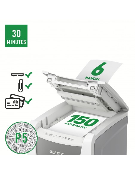 Leitz Distruggidocumenti IQ AutoFeed 150 P5 Office - Taglio Micro - Livello Sicurezza P5 - 44L - 80140000 Leitz - 8
