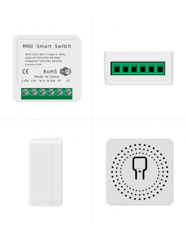 Modulo Interruttore switch wi-fi per Smart Home compatibile con l'app Tuya e Smart Life, Alexa e Google Home 1/2 vie, 16 A Smart