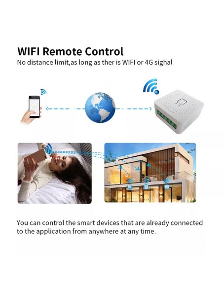 Modulo Interruttore switch wi-fi per Smart Home compatibile con l'app Tuya e Smart Life, Alexa e Google Home 1/2 vie, 16 A Smart