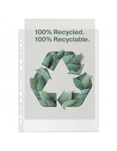 Buste a perforazione universale Esselte De Luxe f.to 22x30 cm 100% riciclate trasparenti - conf. 50 pezzi - 627504 Esselte - 1