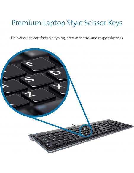 Tastiera Kensington Advance Fit Standard con Profilo Sottile da 19 mm, Cavo USB 1,9 m - K72357IT Kensington - 4