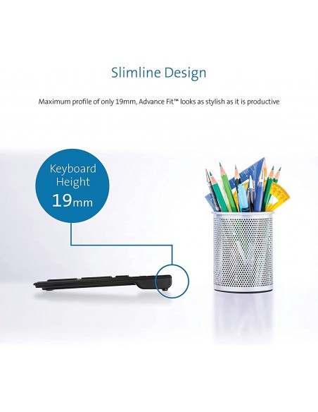 Tastiera Kensington Advance Fit Standard con Profilo Sottile da 19 mm, Cavo USB 1,9 m - K72357IT Kensington - 5