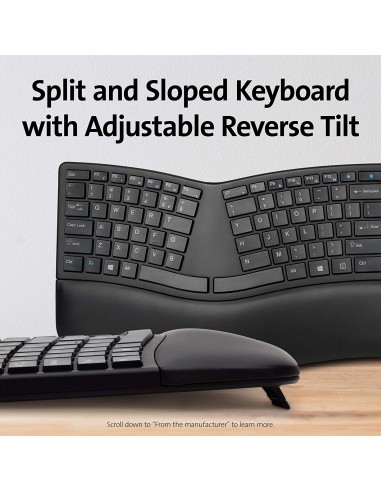 Kensington Tastiera wireless ergonomica ProFit Ergo - Tastiera divisa, Doppia funzionalità 2,4 GHz & Bluetooth - K75401IT Kensin