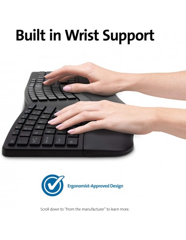 Kensington Tastiera wireless ergonomica ProFit Ergo - Tastiera divisa, Doppia funzionalità 2,4 GHz & Bluetooth - K75401IT Kensin