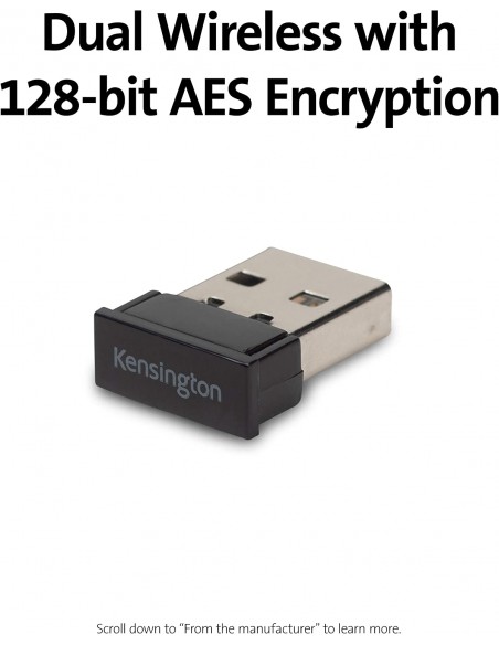 Mouse Ergonomico Kensington Wireless Pro Fit Ergo Dual , Connessione 2.4G Usb O Bluetooth, 3 Impostazioni Dpi & 5 Pulsanti Kensi
