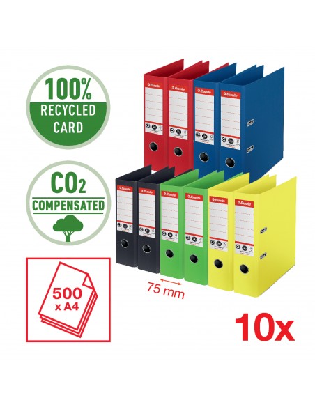 Conf. 10 Registratori a leva Esselte Zero Emissioni CO2 - Commerciale - dorso 75 mm Colori Assortiti Esselte - 2