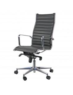 Poltrona direzionale girevole Unisit Pollux New PNP schienale alto - rivest. pelle nero - con braccioli - PNP/PN UNISIT - 1