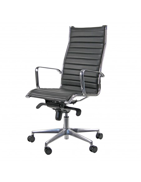 Poltrona direzionale girevole Unisit Pollux New PNP schienale alto - rivest. pelle nero - con braccioli - PNP/PN UNISIT - 1