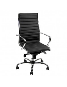 Poltrona direzionale girevole Unisit Pollux New PNP schienale alto - rivest. pelle nero - con braccioli - PNP/PN UNISIT - 1 2