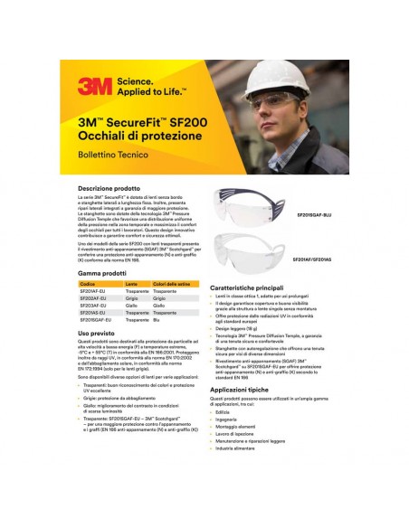 Occhiali di protezione 3M lenti trasparenti SecurFit SF201AF 3M - 3