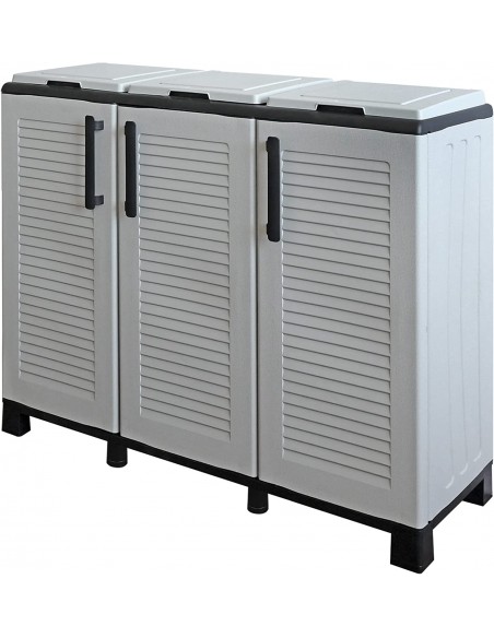 Pattumiera Mobile Portarifiuti Tre Ante Per Raccolta Differenziata 3x110L  - 1