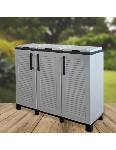 Pattumiera Mobile Portarifiuti Tre Ante Per Raccolta Differenziata 3x110L  - 3