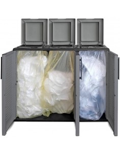 Pattumiera Mobile Portarifiuti Tre Ante Per Raccolta Differenziata 3x110L  - 1 2