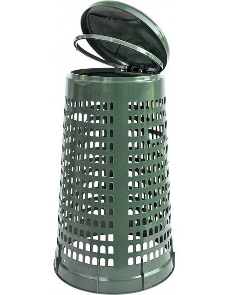 Pattumiera Trespolo Portasacco Verde Con Coperchio 110L I.C.S. - 3