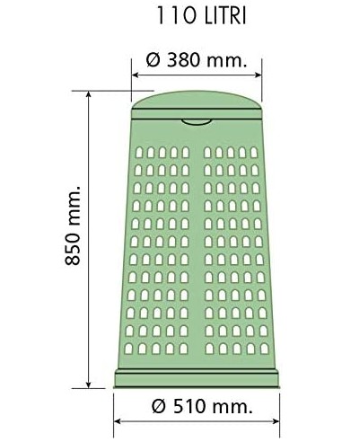 Pattumiera Trespolo Portasacco Verde Con Coperchio 110L I.C.S. - 4