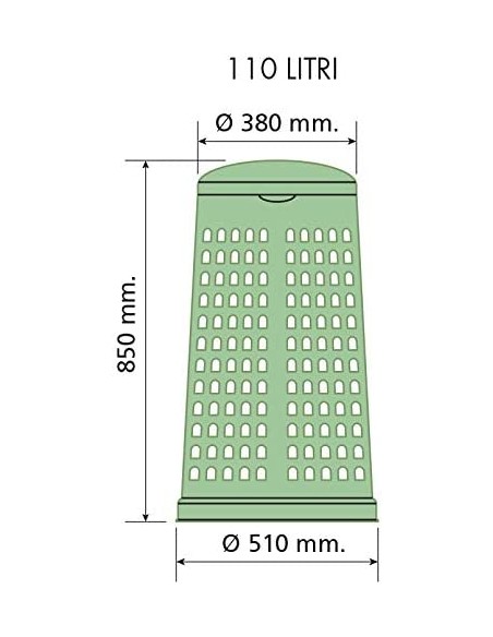 Pattumiera Trespolo Portasacco Verde Con Coperchio 110L I.C.S. - 4
