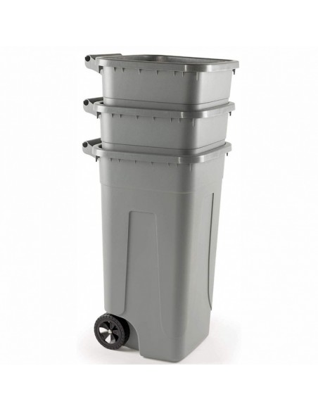 Pattumiera Per Raccolta Differenziata Grigia Lt.100 Con Ruote Senza Coperchio Personalizzabile  - 2