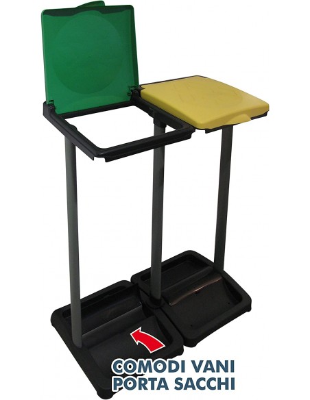 Pattumiera Portasacchi due scomparti per raccolta differenziata 80-110L  - 2