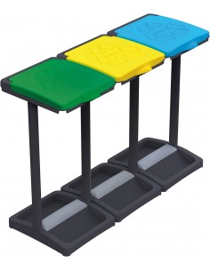 Pattumiera portasacchi tre scomparti per raccolta differenziata da 80-110L  - 1