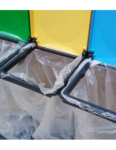 Pattumiera portasacchi tre scomparti per raccolta differenziata da 80-110L  - 3