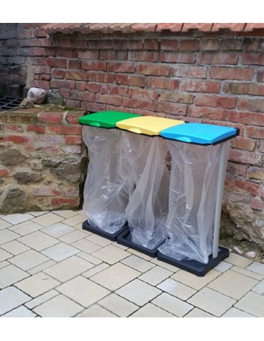 Pattumiera portasacchi tre scomparti per raccolta differenziata da 80-110L  - 4