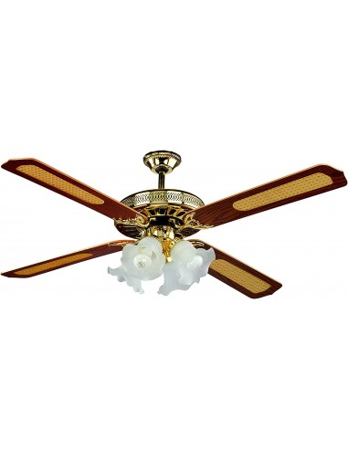 Ventilatore Da Soffitto Con Telecomando 60W Mod: Old America Con 4 Luci  - 1