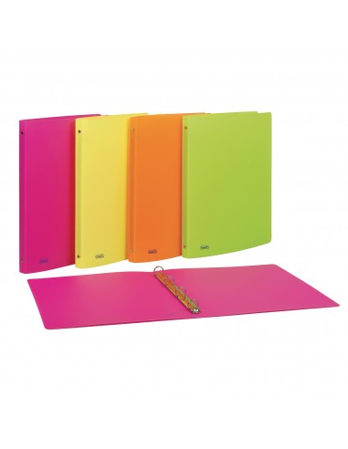 Conf. 20 Raccoglitori Neon Favorit - 4 anelli tondi da 15 mm - Dorso 2 cm - colori assortiti fluorescenti Favorit - 2