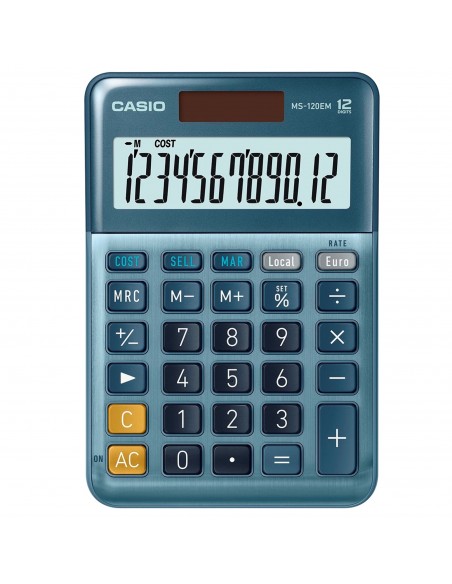 Calcolatrice Da Tavolo Casio MS-20UC - Colore Rosa, Display 12 Cifre, Alimentazione Solare E Batteria