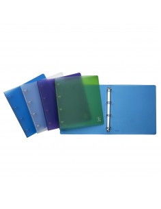 Conf.10 Raccoglitori In Ppl Traslucido 100% Riciclato  Favorit 2NDLIFE Formato 22X30cm 4 Anelli Dorso 40 mm - Colori Assortiti F