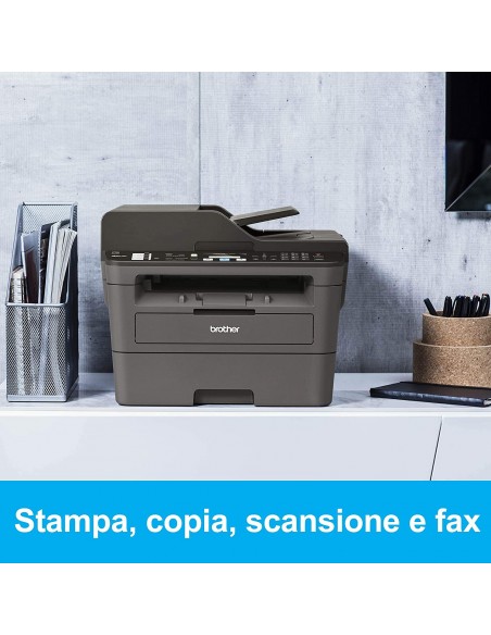 Brother MFCL2710DW Multifunzione Laser 4 in 1 Bianco e Nero, 30 ppm, LAN, Wi-Fi, Stampa Fronte/Retro Automatica, ADF 50 Fogli Br