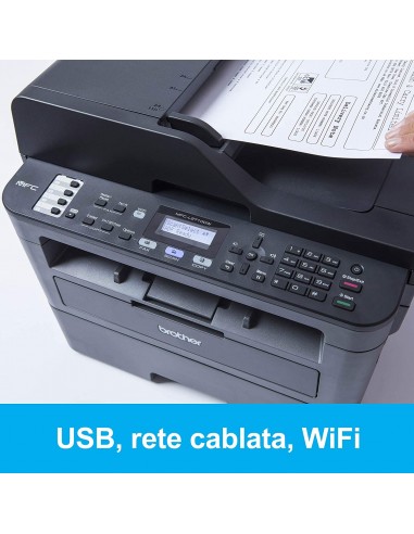 Brother MFCL2710DW Multifunzione Laser 4 in 1 Bianco e Nero, 30 ppm, LAN, Wi-Fi, Stampa Fronte/Retro Automatica, ADF 50 Fogli Br